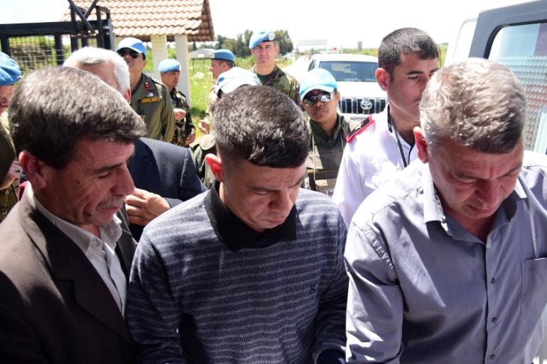 Freed prisoner is seen after he was released by Israel in what Damascus described as Russian-mediated reciprocation for the repatriation of the body of a long-missing Israeli soldier