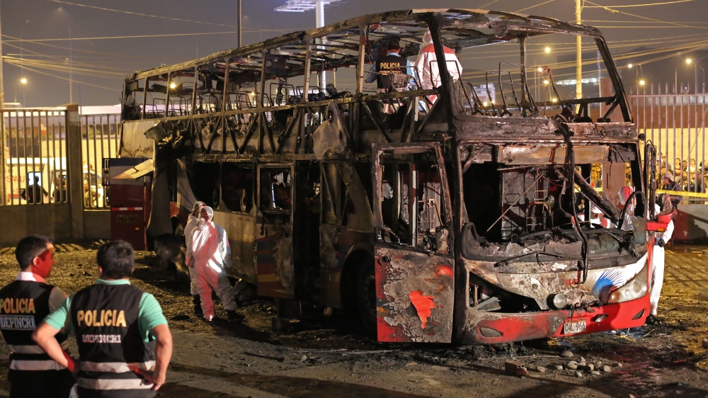 Onlookers described scenes of panic and cries of terror as the blaze ripped through the bus [Luka Gonzales/AFP]