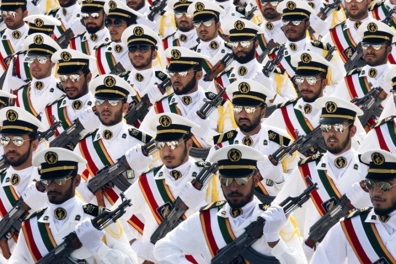 Members of the Iranian Revolutionary Guard Navy march during a parade to commemorate the anniversary of the Iran-Iraq war, in Tehran, September 2011. REUTERS/Stringer