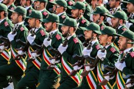 file photo taken on September 22, 2018 members of Iran''s Revolutionary Guards Corps