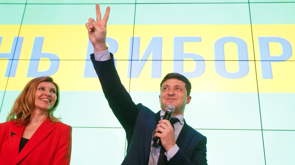 Zelensky is better known for playing a president in a TV sitcom [Valentyn Ogirenko/Reuters]