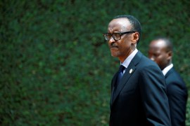 Rwandan President Paul Kagame arrives for a commemoration ceremony of the 25th anniversary of the Rwandan genocide at the Genocide Memorial in Gisozi in Kigali, Rwanda April 7, 2019
