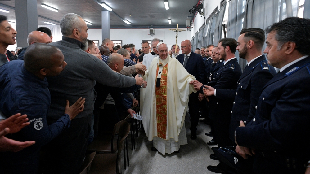 The Velletri prison is overcrowded like most Italian jails [Vatican Media via Reuters]