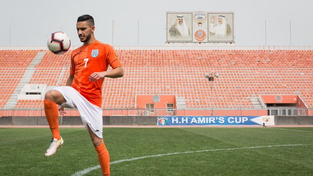 Omar Al Hebaiter, a Kuwaiti football player who plays for Kazma Sporting Club [Sebastian Castelier/Al Jazeera]