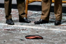 A shoe of a victim is seen in front of the St. Anthony''s Shrine, Kochchikade church after an explosion in Colombo, Sri Lanka April 21, 2019