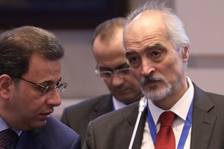 Syria''s U.N. ambassador Bashar al-Jaafari attends a session of the peace talks on Syria in Nur-Sultan