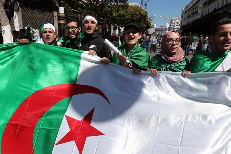 Algerians protest against President Abdelaziz Bouteflika in Algiers, Algeria, 29 March 2019. Protests continue in Algeria despite Algeria''s president announcement on 11 March that he will not run for