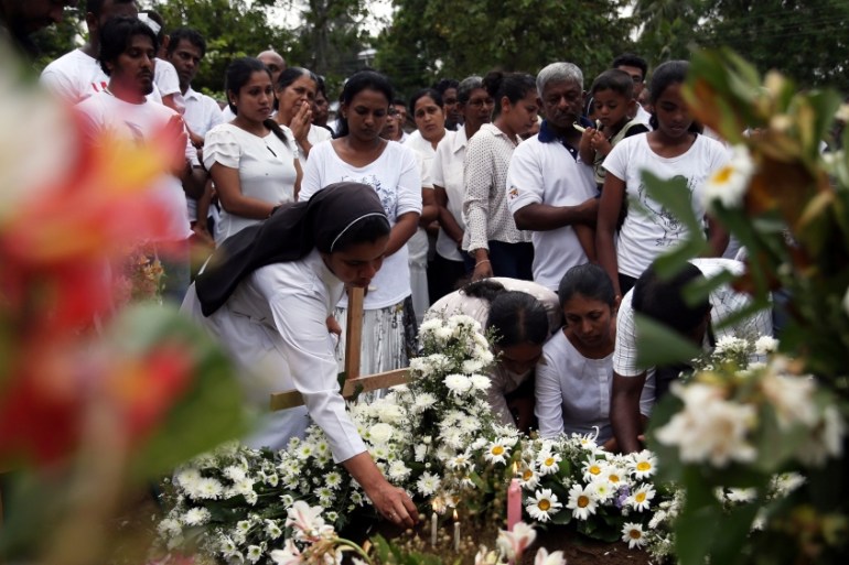 Funeral of Dhami Brindya, 13, victim of a string of suicide bomb attacks on churches and luxury hotels on Easter Sunday, in Negombo