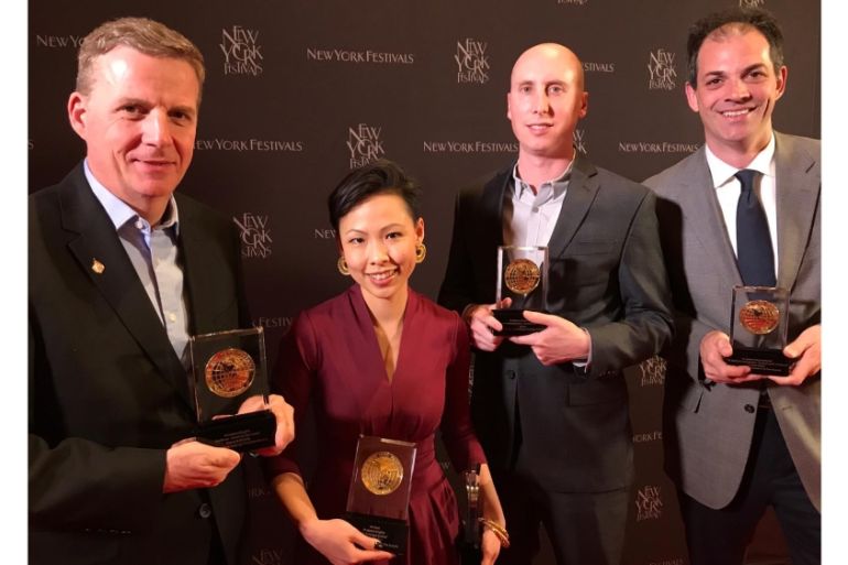 From left to right: Giles Trendle, Managing Director Al Jazeera English, Poh Si Teng – Senior Producer, Witness, Kevin Hirten – Producer Investigations Unit, AJMN, eremy Young – Senior Producer, Inves
