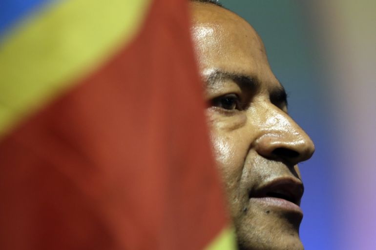 Congolese opposition leader, Moise Katumbi speaks to delegates at a three-day forum in a resort hotel near Johannesburg, South Africa, Monday, March 12, 2018.
