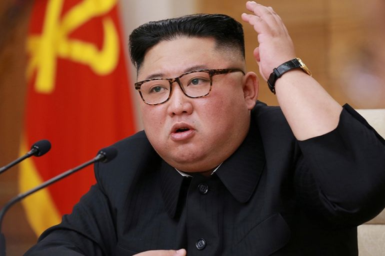 North Korean leader Kim Jong Un gestures during a Central Committee of the Worker''s Party meeting in Pyongyang, North Korea in this photo released on April 9, 2019 by North Korea''s Korean Central News