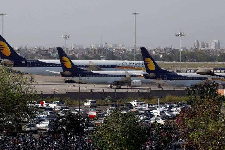 FILE PHOTO: Jet Airways aircrafts are seen parked at the Indira Gandhi International Airport in New Delhi