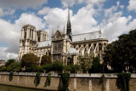 FILE PHOTO: A general view shows Paris Notre Dame Cathedral from the banks of the river Seine