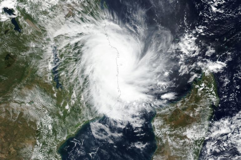 Tropical Cylcone Kenneth approaches the coast of Mozambique