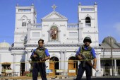 Sri Lankan soldiers stand guard in front of the St Anthony's Shrine a day after it was bombed in Colombo, Sri Lanka, April 22, 2019 [AP/Eranga Jayawardena]

 [Daylife]