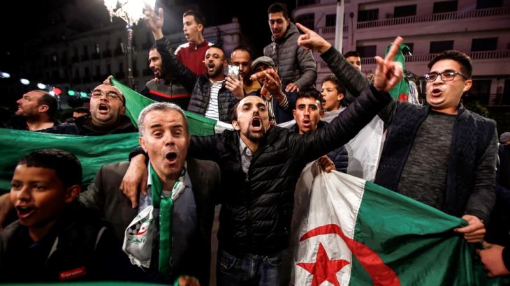People celebrate on the streets after Algeria''s President Abdelaziz Bouteflika has submitted his resignation, in Algiers, Algeria April 2, 2019. REUTERS/Ramzi Boudina
