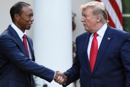 Golfer Tiger Woods is awarded the Presidential Medal of Freedom at the White House in Washington