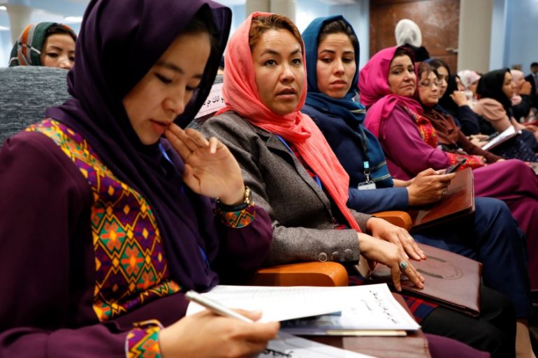Afghan women attend a consultative grand assembly, known as Loya Jirga, in Kabul