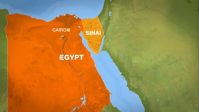 MAP SHOWING CAIRO EGYPT AND SINAI PENINSULA