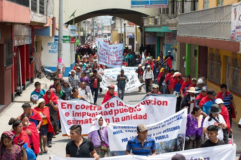 Guatemala indigenous march [Jeff Abbott/Al Jazeera]