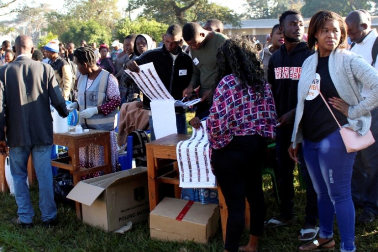 Voters queue to cast their ballots in Malawi''s presidential and legislative elections, in Lilongwe