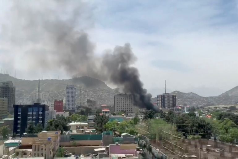 Smoke rises from the site of a blast in Kabul