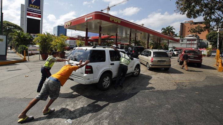 car without fuel in Caracas, Venezuela