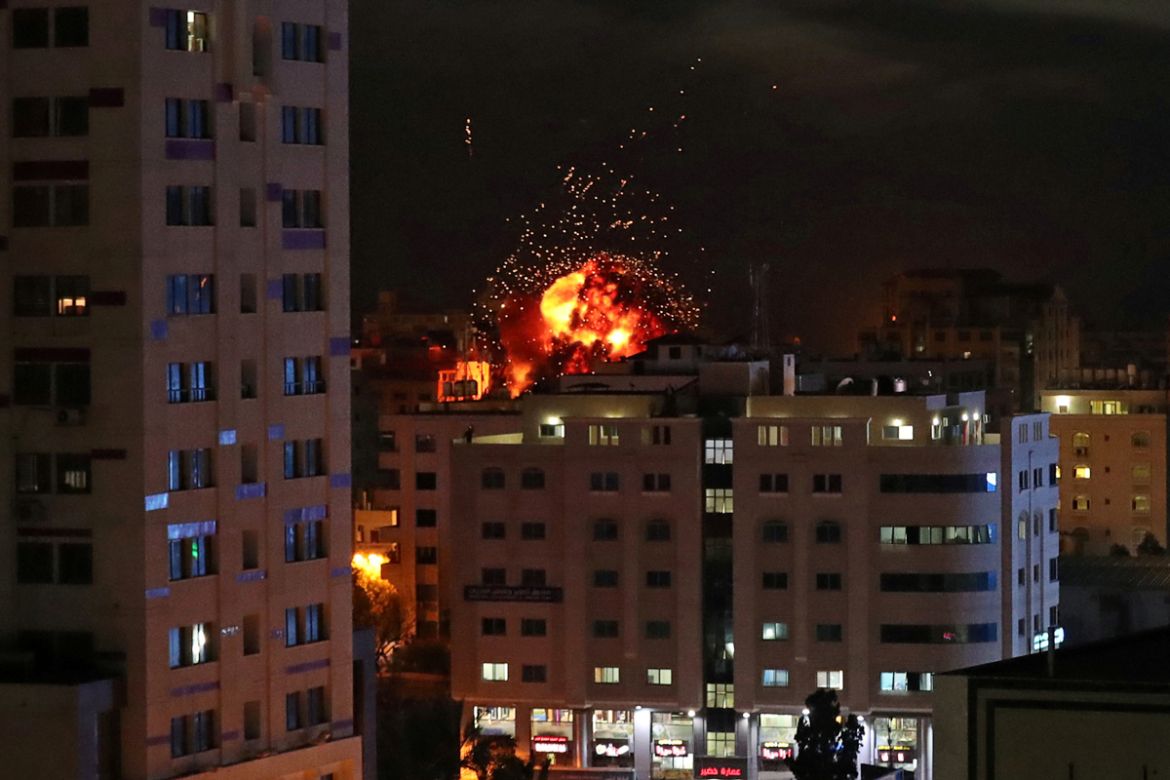A ball of fire is seen during an Israeli air strike in Gaza City May 4, 2019. REUTERS/Suhaib Salem TPX IMAGES OF THE DAY