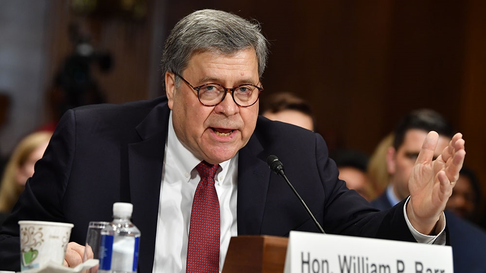 US Attorney General William Barr testifies before the Senate Judiciary Committee on 'The Justice Department's Investigation of Russian Interference with the 2016 Presidential Election' [Nicholas Kamm/AFP]