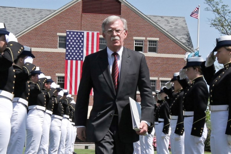 U.S. National Security Advisor John Bolton arrives to attend a graduation ceremony at the U.S. Coast Guard Academy in New London