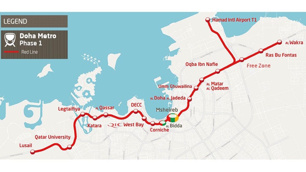Doha Metro Red Line route [Photo courtesy of the Ministry of Transport and Communications] 