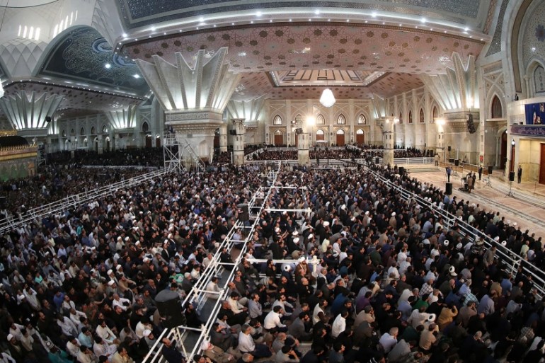 A handout picture provided by the office of the Iranian Ayatollah Ali Khamenei on June 04, 2019 shows Iranians gathering to listen to the Iranian supreme leader''s speech on the occasion of the 30th d