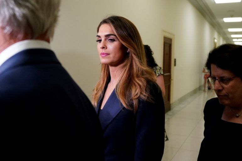 Former White House Communications Director Hope Hicks returns to a closed door interview before the House Judiciary Committee following a break on Capitol Hill