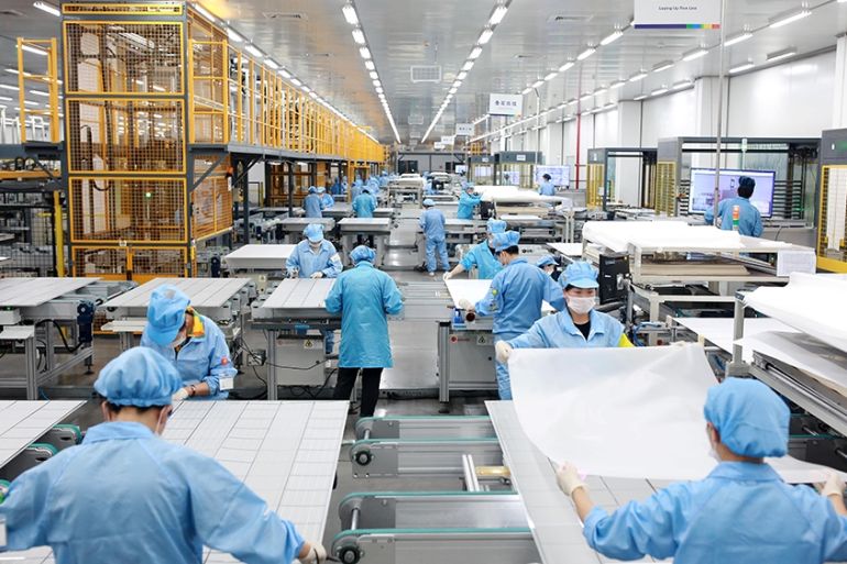 Solar panel factory in China