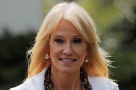 White House Counselor Kellyanne Conway arrives to discuss the release of Special Counsel Robert Mueller''s report in Washington