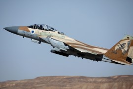 An Israeli F-15 fighter jet takes off during an exercise dubbed " Juniper Falcon", held between crews from the U.S and Israeli air forces, at Ovda Military Airbase, in southern Israel May 16. Picture