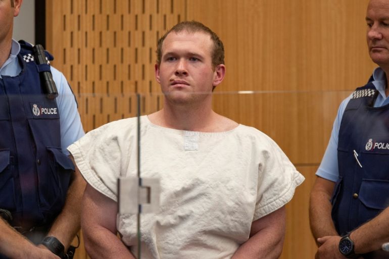 Brenton Tarrant, charged for murder in relation to the mosque attacks, is seen in the dock during his appearance in the Christchurch District Court, New Zealand March 16, 2019