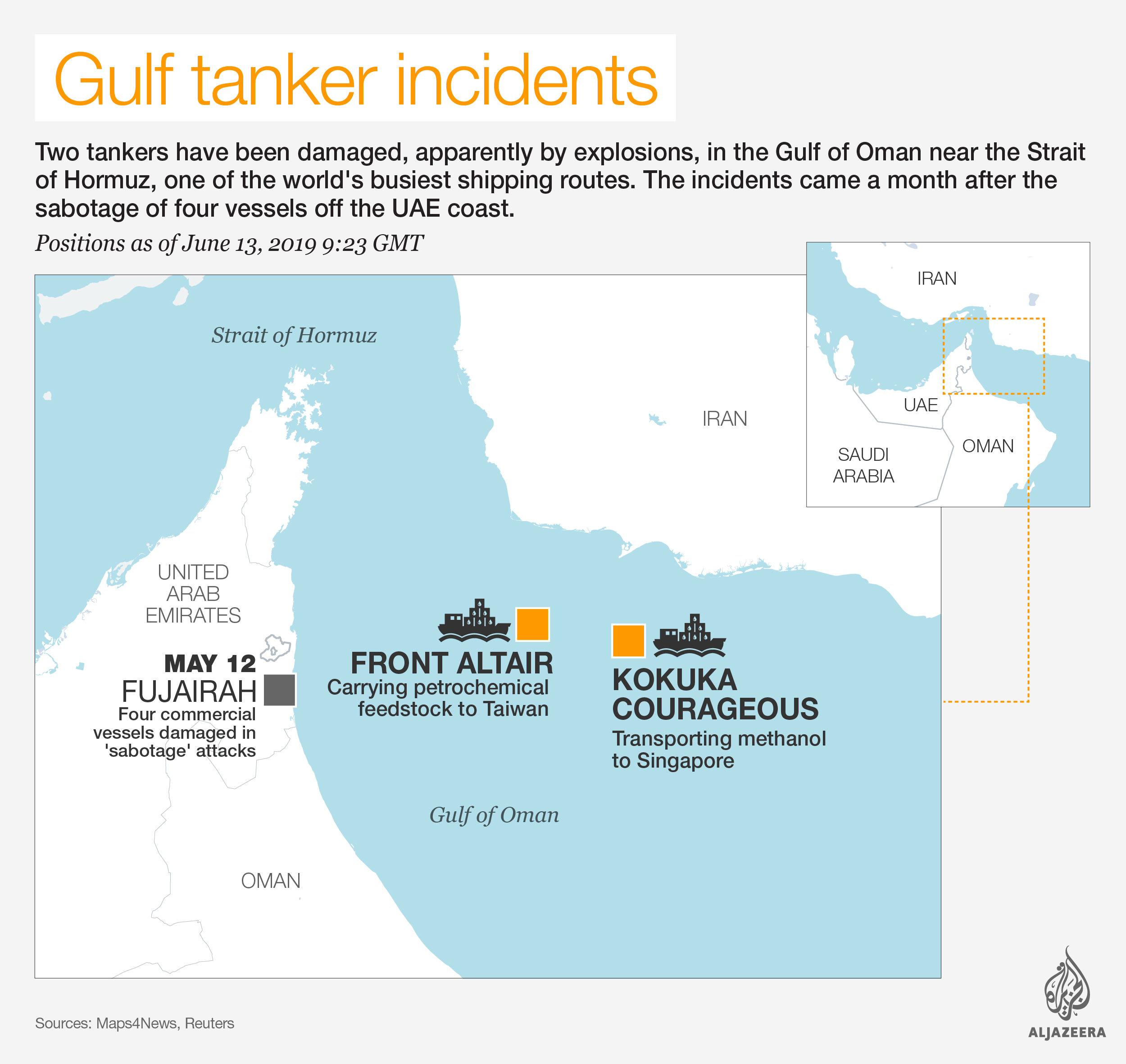 INTERACTIVE: Gulf of Oman - oil tankers incident, June 15, 2019