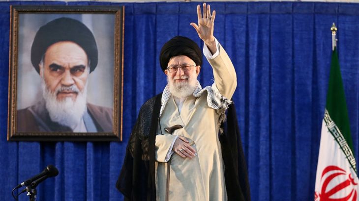 A handout picture provided by the Iranian supreme leader office on June 04, 2019 shows Iranian Supreme Leader Ayatollah Ali Khamenei delivering a speech during the 30th death anniversary of former Ira