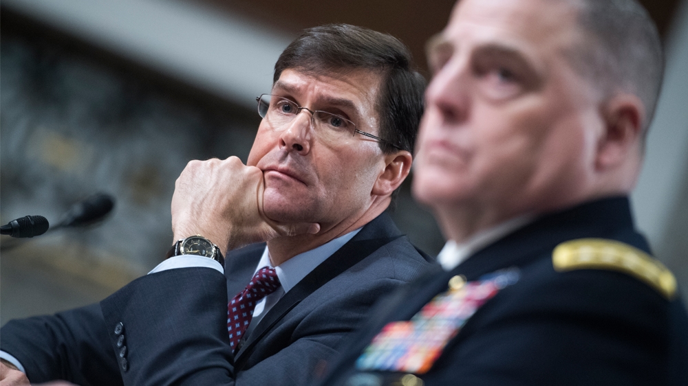 Senate Armed Services Committee UNITED STATES - MARCH 26: Secretary of the Army Mark T. Esper, left, and Gen. Mark A. Milley, Army chief of staff, testify during a Senate Armed Services Committee