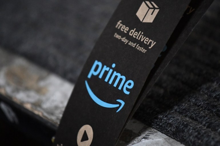 Roll of Amazon Prime packing tape is seen at the Amazon fulfillment center in Baltimore