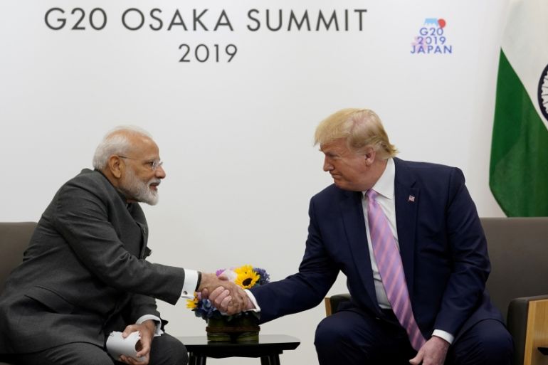U.S. President Donald Trump attends a bilateral meeting with India''s Prime Minister Narendra Modi during the G20 leaders summit in Osaka, Japan, June 28, 2019
