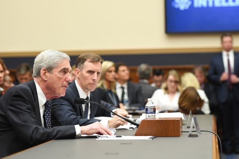 Former Special Counsel Robert Mueller testifies before the House Select Committee on Intelligence hearing on Capitol Hill in Washington, DC, July 24, 2019. SAUL LOEB / AFP