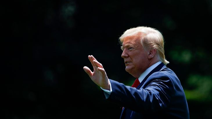 President Donald Trump waves as he walks to Marine One across the South Lawn of the White House in Washington, Wednesday, June 26, 2019, for the short trip to Andrews Air Force Base en route to Japan