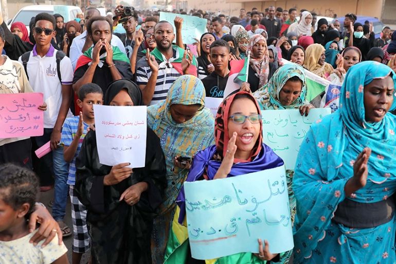 Sudanese students protest against the killing of five people in al-Obeid a day earlier, in Khartoum, Sudan, 30 July 2019. According to reports, five people were killed, including four students, a day
