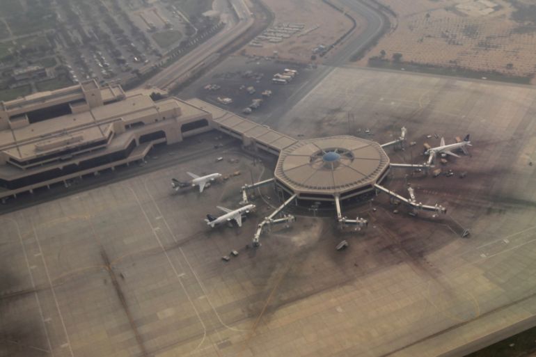 FILE PHOTO: An arial view of the airplane hub at the airport in Karachi