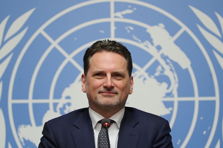 Pierre Krahenbuhl, Commissioner-General of the United Nations Relief and Works Agency for Palestine Refugees in the Near East (UNRWA), attends a news conference in Geneva, Switzerland January 29, 2019