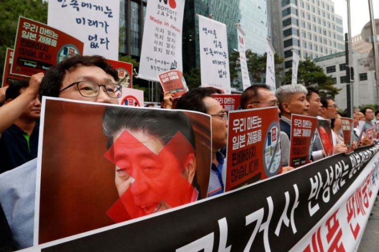 South Korea protest against Japan high tech export curbs