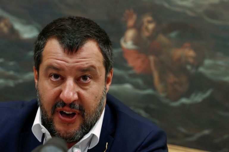 Italy''s Interior Minister and Deputy Prime Minister Matteo Salvini holds a press conference at the Chambers of Deputies.