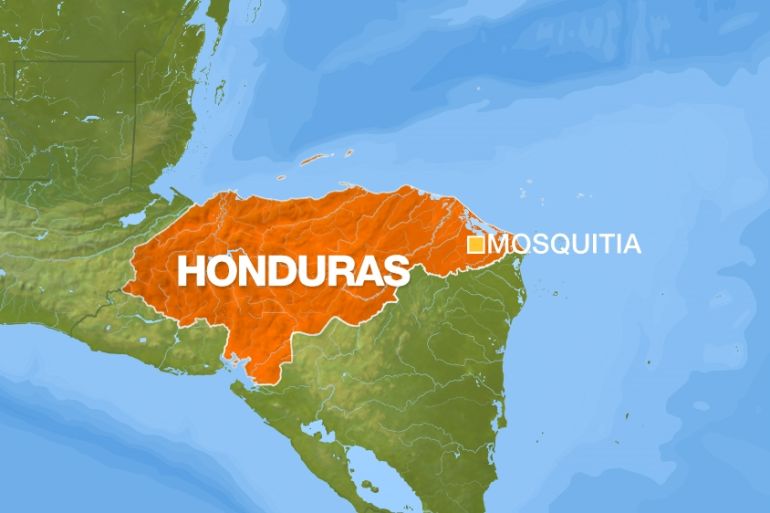 Mosquitia region map, Honduras